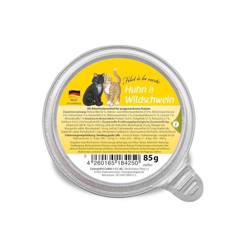 GranataPet Filet a la carte kurczak z dzikiem karma dla kota 85g GranataPet Filet a la carte kurczak z dzikiem karma dla kota 85g