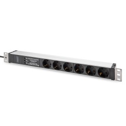 Listwa zasilająca PDU 19" Rack, 6x unischuko, 2.0m, 1x wtyk unischuko, 16A, zab. przepięciowe+filtr