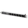 Listwa zasilająca PDU 19" Rack, 6x unischuko, 2.0m, 1x wtyk unischuko, 16A, zab. przepięciowe+filtr