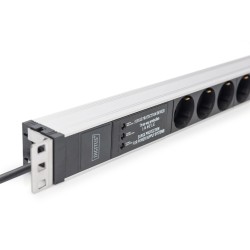Listwa zasilająca PDU 19" Rack, 6x unischuko, 2.0m, 1x wtyk unischuko, 16A, zab. przepięciowe+filtr