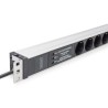 Listwa zasilająca PDU 19" Rack, 6x unischuko, 2.0m, 1x wtyk unischuko, 16A, zab. przepięciowe+filtr