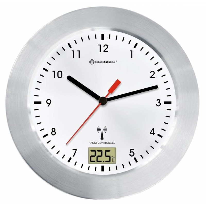 Bresser Optics MYTIME BATH RC Zegar kwarcowy Okrągły Srebrny, Biały Bresser Optics MYTIME BATH RC Zegar kwarcowy Okrągły Srebrny, Biały