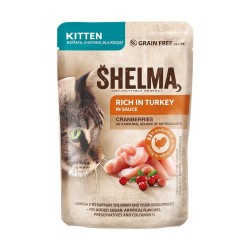 SHELMA saszetki dla kociąt. Z indykiem i łososiem 4x85g