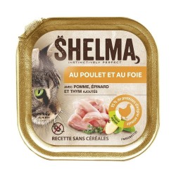 SHELMA Alucup - pełnoporcjowa bezzbożowa karma dla dorosłych kotów. Z kurczakiem i wątróbką 100g