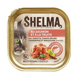 SHELMA Alucup - pełnoporcjowa bezzbożowa karma dla dorosłych kotów. Z łososiem i pstrągiem 100g