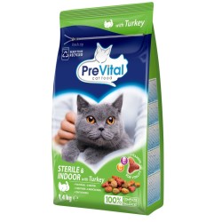 PREVITAL Sterile - Z indykiem karma sucha - Pełnoporcjowa karma dla dorosłych kotów - 1,4kg.