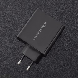 Qoltec 51716 Ładowarka sieciowa | 63W | 5-20V | 1.5-3A | USB typ C PD | USB QC 3.0 | Czarna