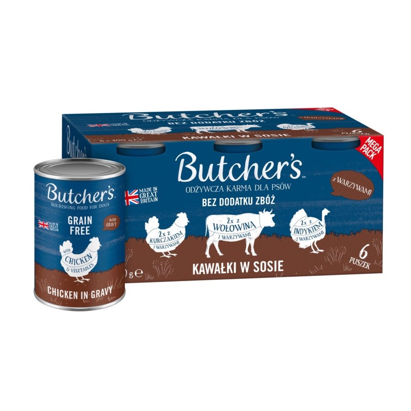Butcher's Original Recipe in Gravy mix smaków z warzywami w sosie karma dla psa 6 x 400g Butcher's Original Recipe in Gravy mix smaków z warzywami w sosie karma dla psa 6 x 400g