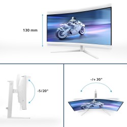 Philips 34M2C5501A/00 monitor komputerowy 86,4 cm (34") 3440 x 1440 px Wide Quad HD LCD Biały