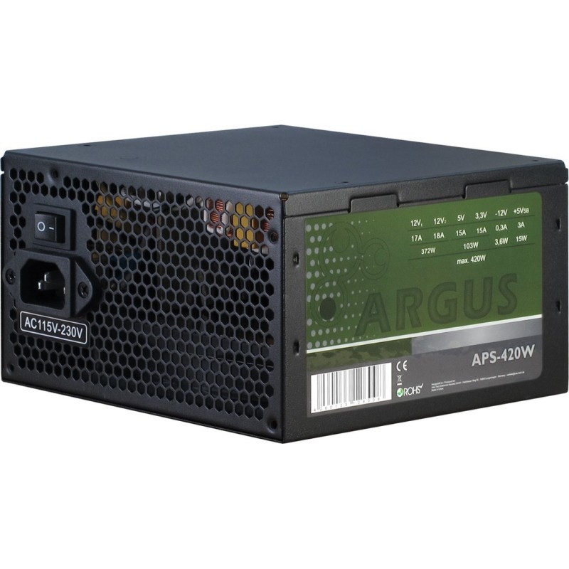 Zasilacz Inter-Tech Argus APS - 420 W - 115 - 230 V - 47 - 63 Hz - +12V1,+12V2,+3,3V,+5V,+5Vsb,-12V - Aktywny - 103 W Zasilacz Inter-Tech Argus APS - 420 W - 115 - 230 V - 47 - 63 Hz - +12V1,+12V2,+3,3V,+5V,+5Vsb,-12V - Aktywny - 103 W