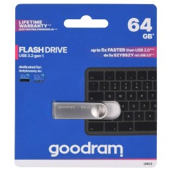 GOODRAM FLASHDRIVE 64GB UNO3 SILVER USB 3.2 Gen 1