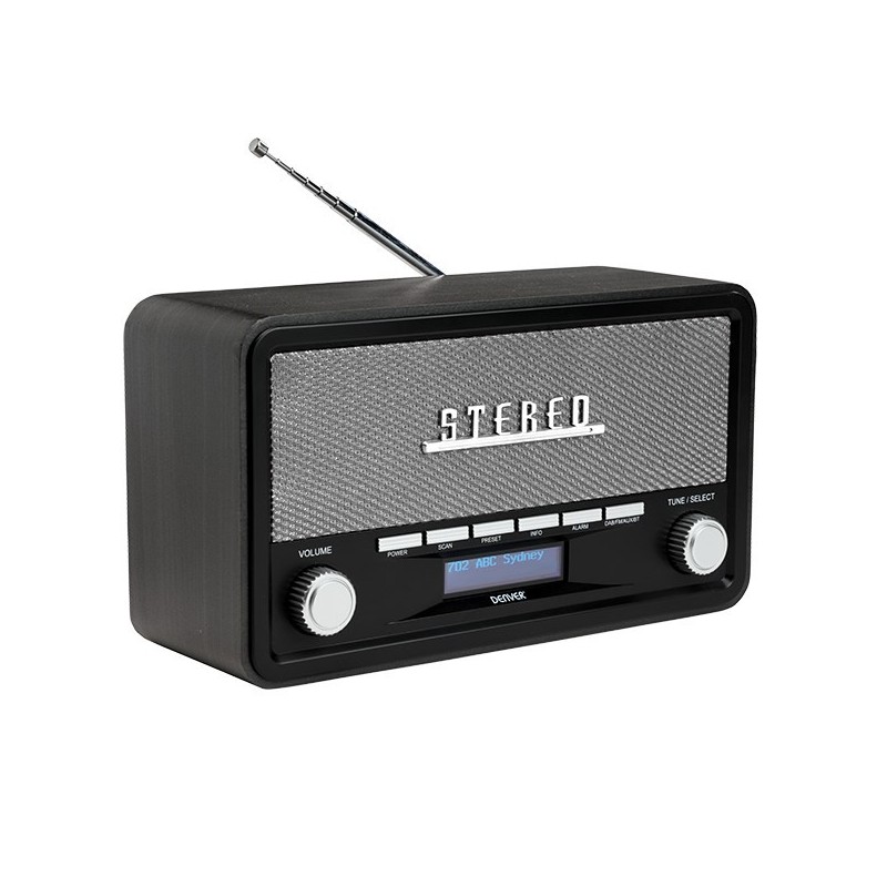 Radio Denver DAB-18 Retro Bluetooth - DAB/DAB+/FM - Stereo - Szare