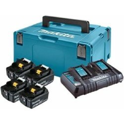 Zestaw Powerpack Makita 18V, 4 akumulatory BL1860B, ładowarka DC18RD, walizka MAKPAC
