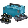 Zestaw Powerpack Makita 18V, 4 akumulatory BL1860B, ładowarka DC18RD, walizka MAKPAC