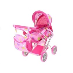 Wózek dla lalek różowy w kolorowe serduszka M2112 123274-549050 ADAR w pudełku