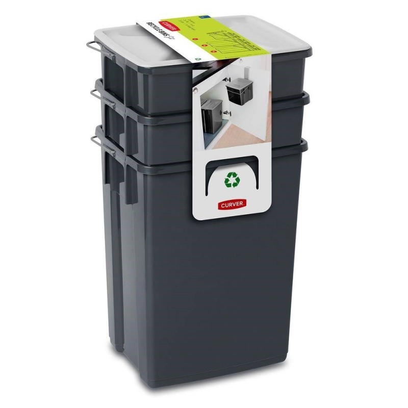 CURVER ZESTAW KOSZY DO SEGREGACJI ŚMIECI 3szt 2x10L+6L