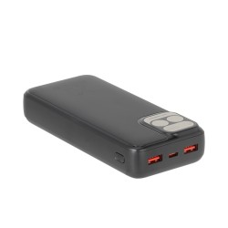 RIVACASE POWERBANK 20.000 MAH USB-C 20W LCD, 1X WE/WY USB-C PD 20W, 2X USB-A QC 3.0 18W, CZARNY