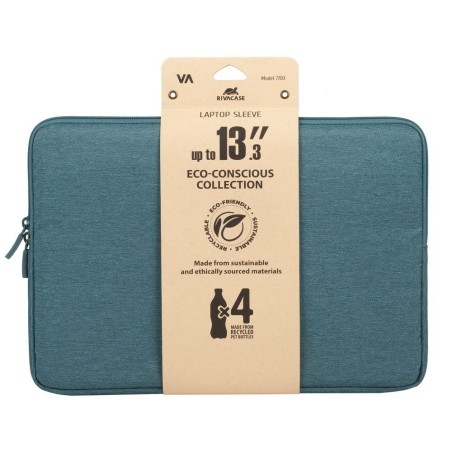 Etui do notebooka 13,3"-14" RIVACASE Suzuka ECO morski, z ekologicznego, wodoodpornego materiału z recyklingu (rPET)