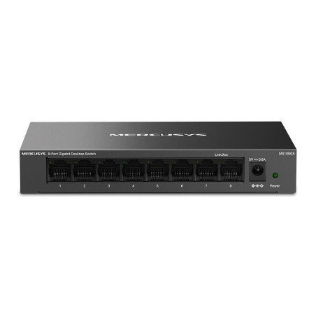 Mercusys MS108GS łącza sieciowe Nie zarządzany Gigabit Ethernet (10/100/1000) Czarny