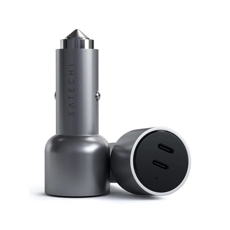 Satechi - Zasilacz samochodowy - 40 W - PD - 2 porty wyjściowe (24 pin USB-C) - Aluminium