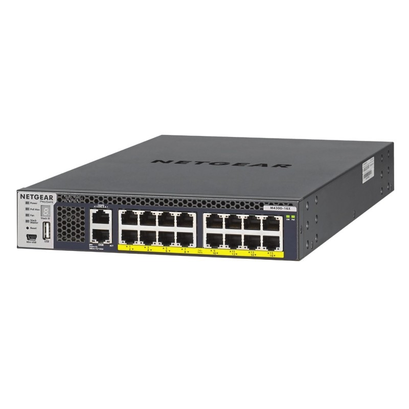 Netgear M4300-16X - Zarządzany - L3 - 10G Ethernet (100/1000/10000) - Power over Ethernet (PoE) - Montaż w szafie - 1U