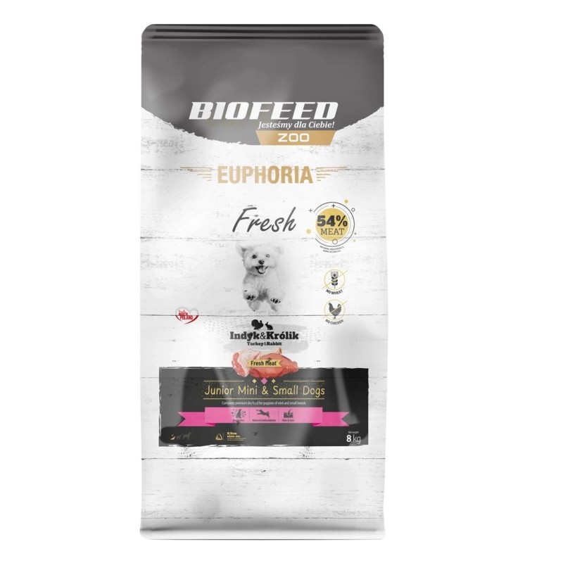BIOFEED Euphoria Fresh Meat Junior Mini & Small Indyk Monoprotein 8kg BIOFEED Euphoria Fresh Meat Junior Mini & Small Indyk Monoprotein 8kg