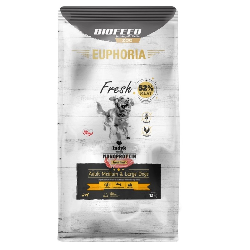 BIOFEED Euphoria Fresh Meat Adult Medium & Large Indyk Monoprotein 12kg BIOFEED Euphoria Fresh Meat Adult Medium & Large Indyk Monoprotein 12kg