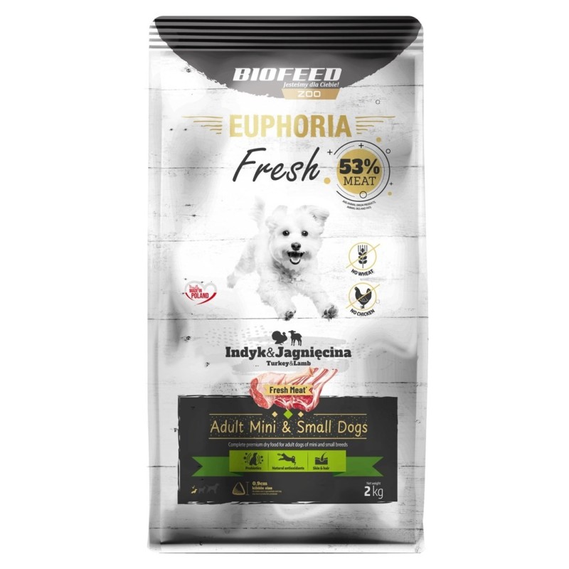 BIOFEED Euphoria Fresh Meat Indyk/Jagnię Xs/S 2kg BIOFEED Euphoria Fresh Meat Indyk/Jagnię Xs/S 2kg
