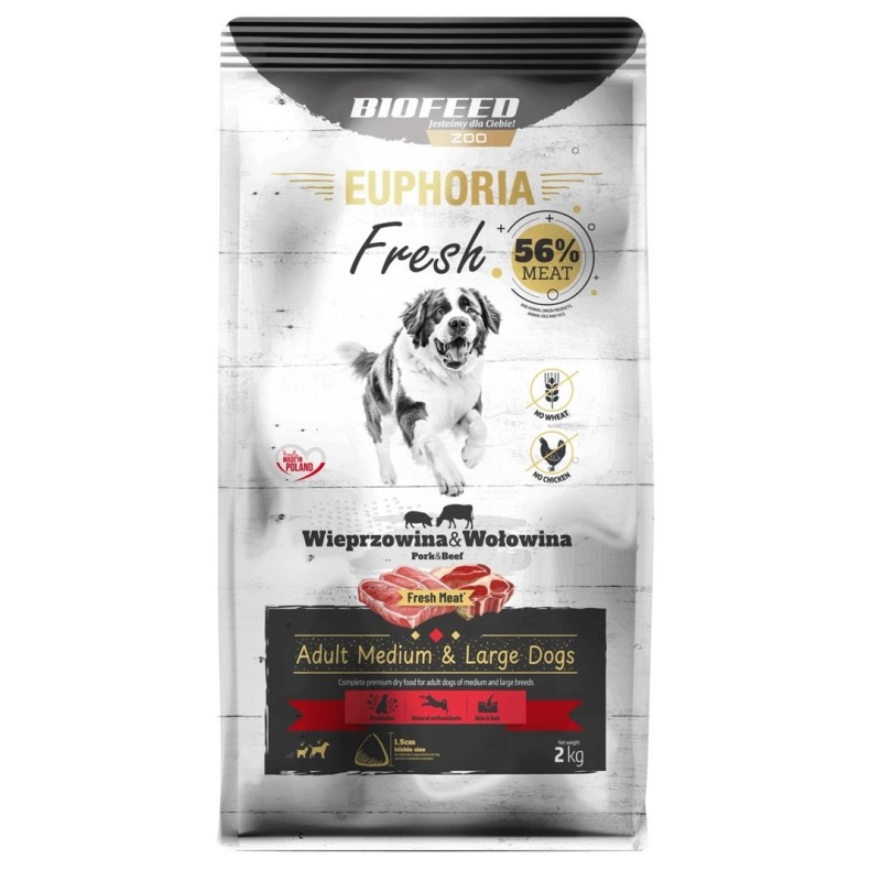 BIOFEED Euphoria Fresh Meat Wieprz/Wołow M/L 2kg BIOFEED Euphoria Fresh Meat Wieprz/Wołow M/L 2kg