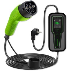 Qoltec Mobilna ładowarka do samochodu elektrycznego EV z regulacją 2w1 Typ2 3.5kW 230V LCD SCHUKO Przenośna Wallbox 5m