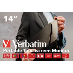 Verbatim 49591 monitor komputerowy 35,6 cm (14") 1920 x 1080 px Full HD LCD Ekran dotykowy Czarny
