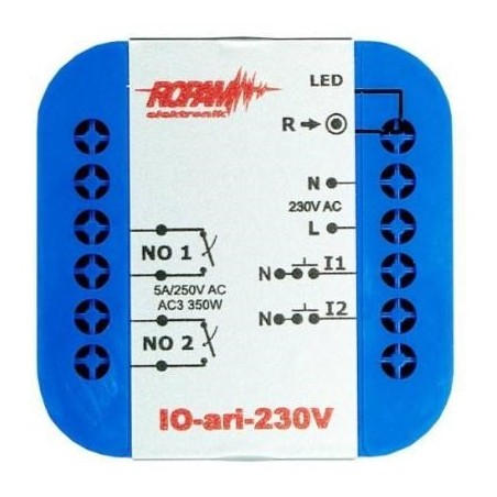 ROPAM IO-ari-230V bezprzewodowy, douszkowy, dwukanałowy sterownik 230VAC, 2xNO, 2xIN (N)