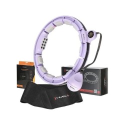 Zestaw hula hop magnetyczny Violet HHM13 z licznikiem HMS + pas wyszczuplający BR163 Black
