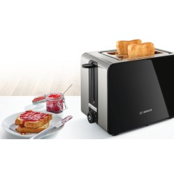 Bosch TAT7203 toster 2 kaw. 1050 W Czarny, Stal nierdzewna