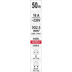 Yato YT-8108 rozgałęziacz 50 m 4 x gniazdo sieciowe Wewnątrz/Na wolnym powietrzu Czarny, Czerwony, Biały