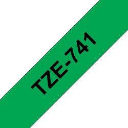 TZE-741 LAMINATED TAPE 18MM 8M/BLACK ON GREEN