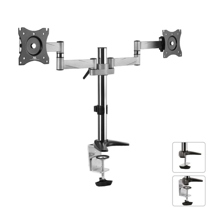 Uchwyt biurkowy do dwóch monitorów LCD Maclean MC-714 13-27" 8kg aluminiowy