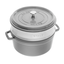 Garnek żeliwny okrągły z wkładem STAUB La Cocotte 40508-819-0 - 3.8 ltr. grafitowy
