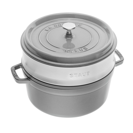 Garnek żeliwny okrągły z wkładem STAUB La Cocotte 40508-819-0 - 3.8 ltr. grafitowy