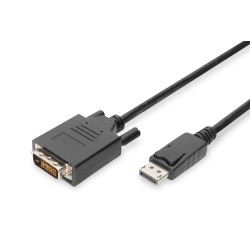 Kabel DP/DVI-D (24+1) M/M z zatrzaskiem czarny 3m Displayport 1080p 60Hz FHD