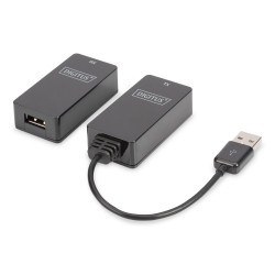 Przedłużacz USB 1.1po skrętce Cat.5e/6 UTP/SFP do 45m, czarny, 20cm