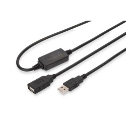 Kabel przedłużający USB 2.0 HighSpeed 10mTyp USB A/USB A M/Ż aktywny, czarny 10m
