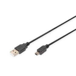 Kabel USB A/miniUSB B (5pin) M/M "Canon" czarny 3m USB 2.0 HighSpeed