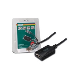 Przedłużacz USB 2.0 HighSpeedUSB A/USB A M/Ż aktywny, czarny 5m