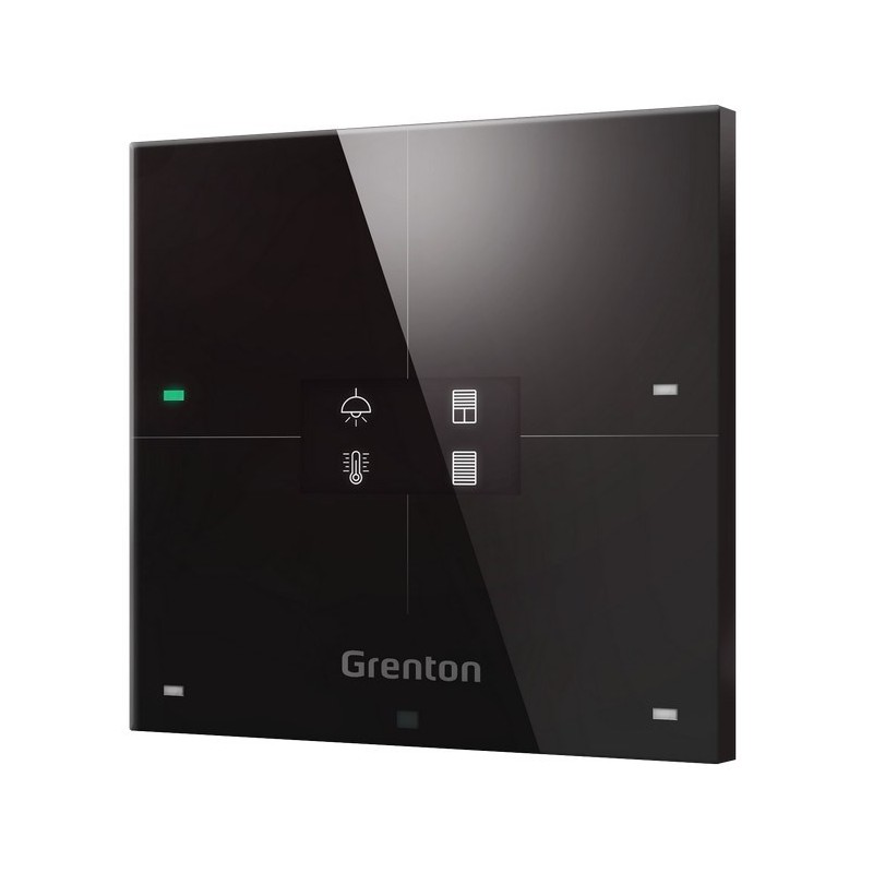 Smart panel Grenton / 4 pola dotykowe / wyświetlacz OLED / TF-Bus / czarny szklany front