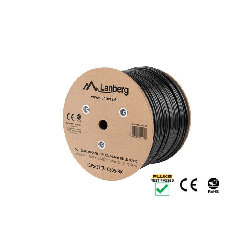 Lanberg LCF6-21CU-0305-BK kabel sieciowy Czarny 305 m Cat6 F/UTP (FTP) Lanberg LCF6-21CU-0305-BK kabel sieciowy Czarny 305 m Cat6 F/UTP (FTP)