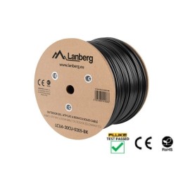 KABEL LAN UTP KAT.6 305M DRUT OUTDOOR ŻELOWANY CU CZARNY FLUKE PASSED LANBERG