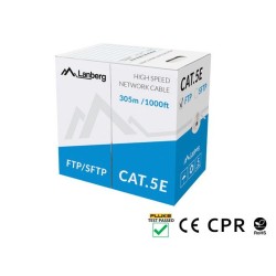 KABEL LAN FTP KAT.5E 305M DRUT CU SZARY CPR + FLUKE PASSED LANBERG