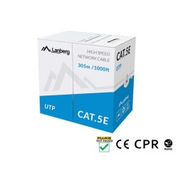 KABEL LAN UTP KAT.5E 305M DRUT CU SZARY CPR + FLUKE PASSED LANBERG