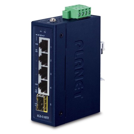 PLANET IGS-510TF łącza sieciowe Nie zarządzany Gigabit Ethernet (10/100/1000) Niebieski